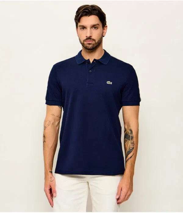 Поло Lacoste мужское с коротким рукавом, 100% хлопок, Blu Marino