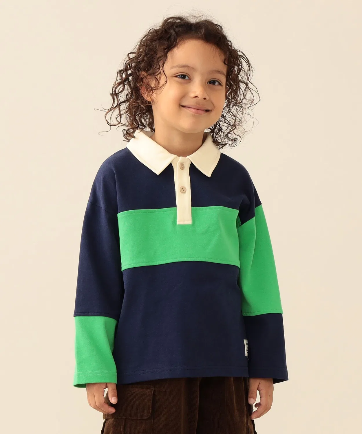 Детская лонгслив-рубашка с длинным рукавомBEAMS mini, Navy
