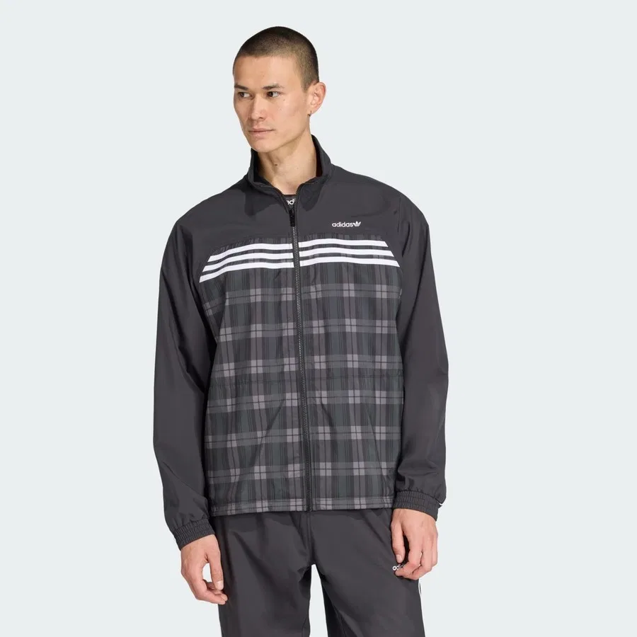 Спортивный свитшот с принтом Tartan Loose Track Top adidas, Черный