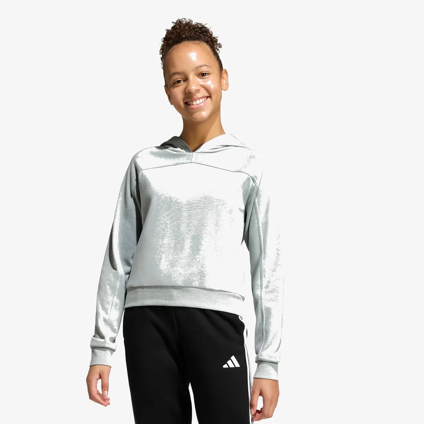 Свитшот укороченный с эффектным дизайном Holiday Glam Adidas, шалфейный — фото 2