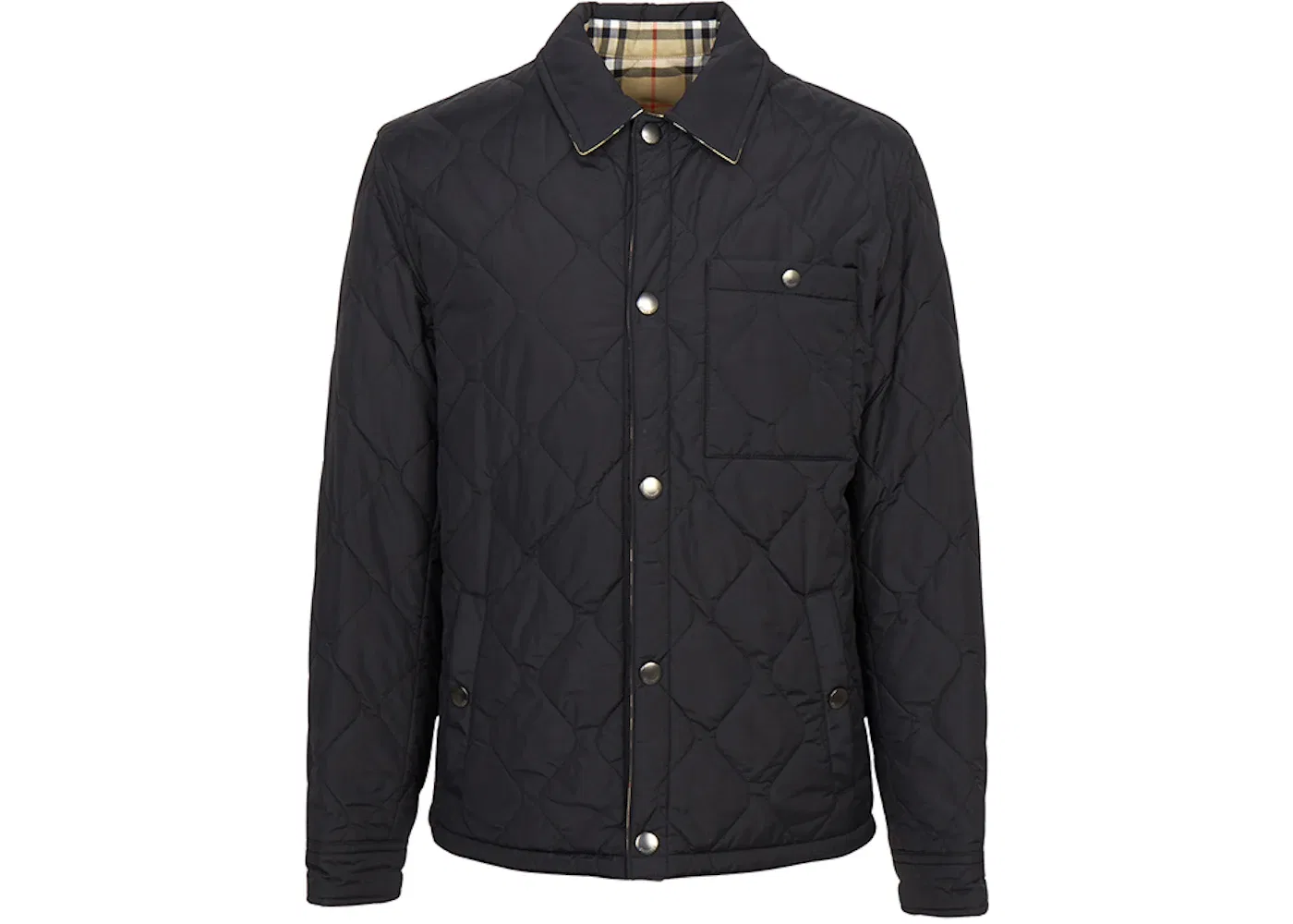 Мужская куртка стеганая двусторонняя Burberry Check Brighton Reversible Quilted Jacket Burberry, Black