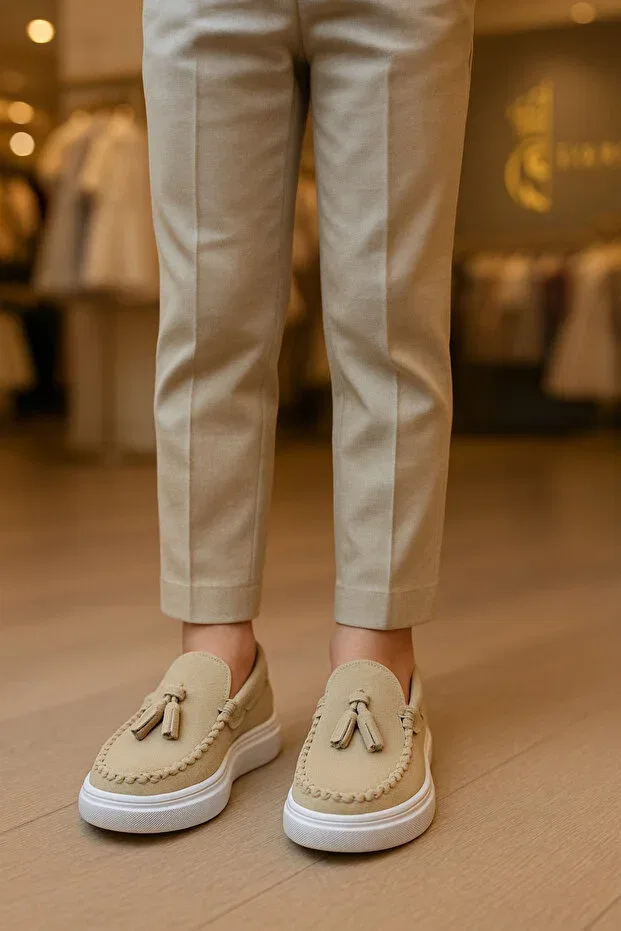 Детские лоферы на платформе для мальчиков, классические, Sirri, Beige