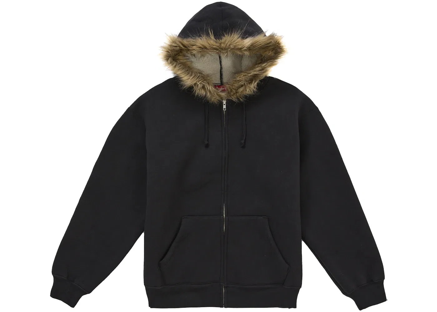 Мужская худи с искусственным мехом на молнии Supreme Faux Fur Zip Up Hooded Sweatshirt, Black