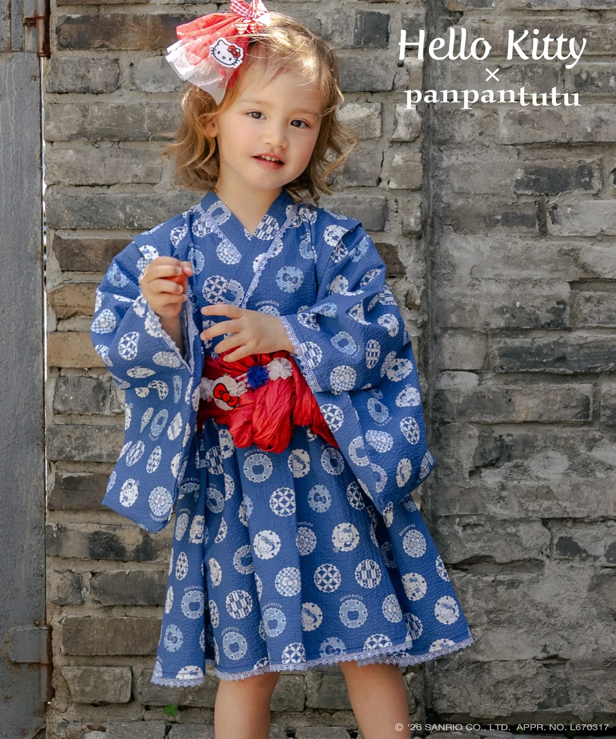 Детский комплект для девочек из 3 предметов, с принтом, Hello Kitty, panpantutu, Blue