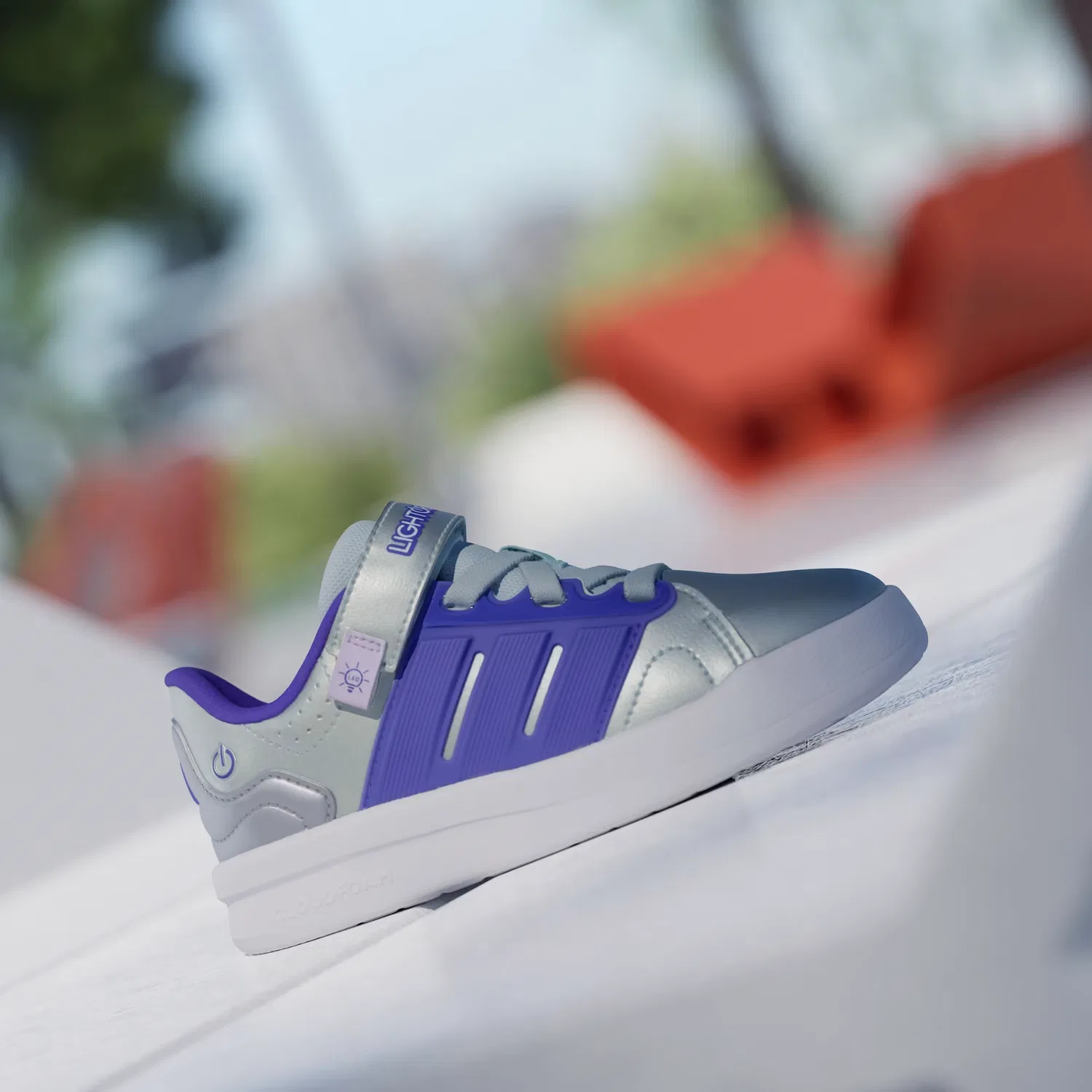 Детские кроссовки с подсветкой Lightorama Court Adidas Sportswear, мятный/фиолетовый/лавандовый — фото 3
