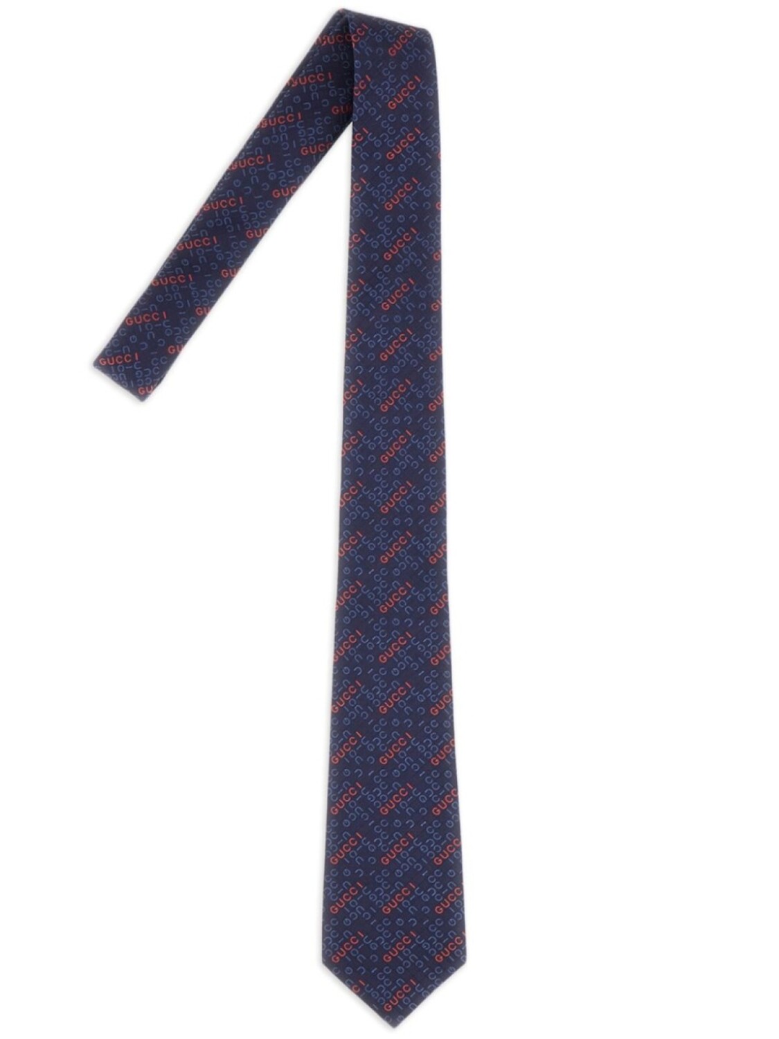 

Вышитый шелковый галстук Gucci, синий