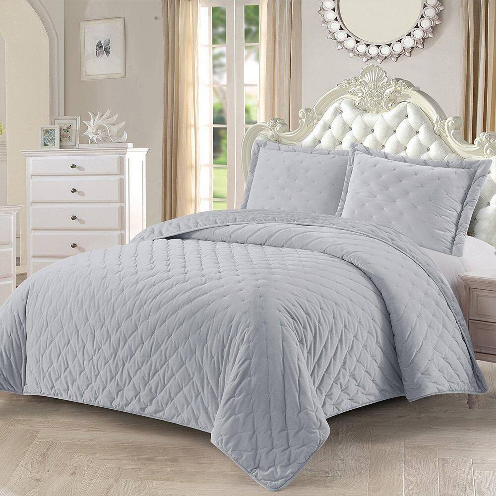 

Комплект бархатного покрывала/одеяла — пушистый Egyptian Linens, серый