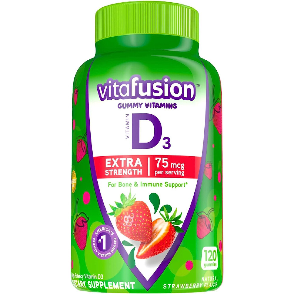 

Витамин D3 Vitafusion Extra Strength Gummy Strawberry Flavored Bone and Immune System Support, 120шт