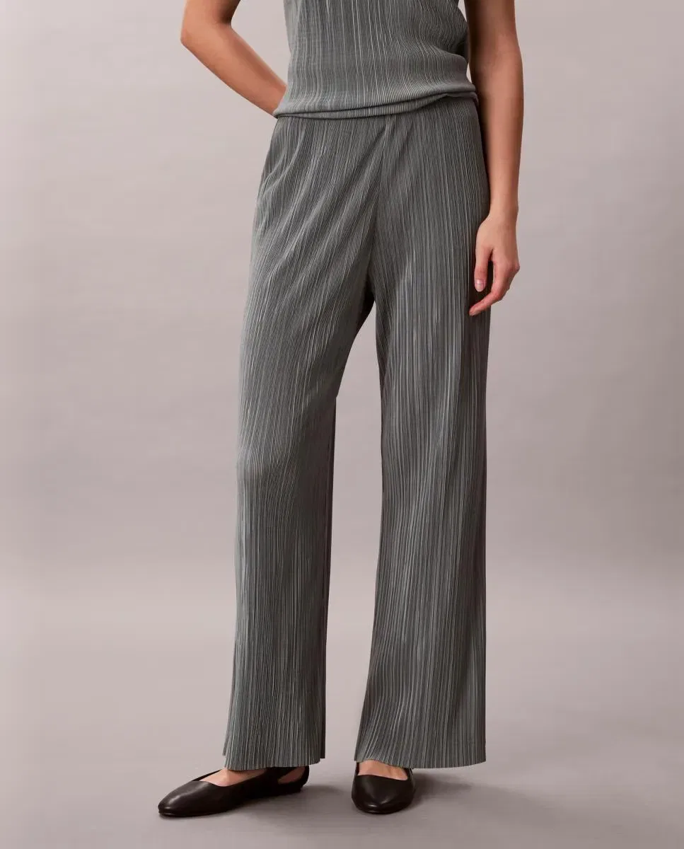 Женские прямые брюки плиссе с эластичным поясом Calvin Klein, Gris