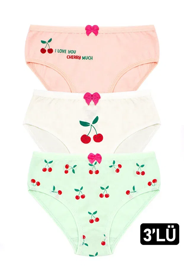 Детские трусы для девочек с принтом Cherry Printed Bow Slip Panties Öts, Colored