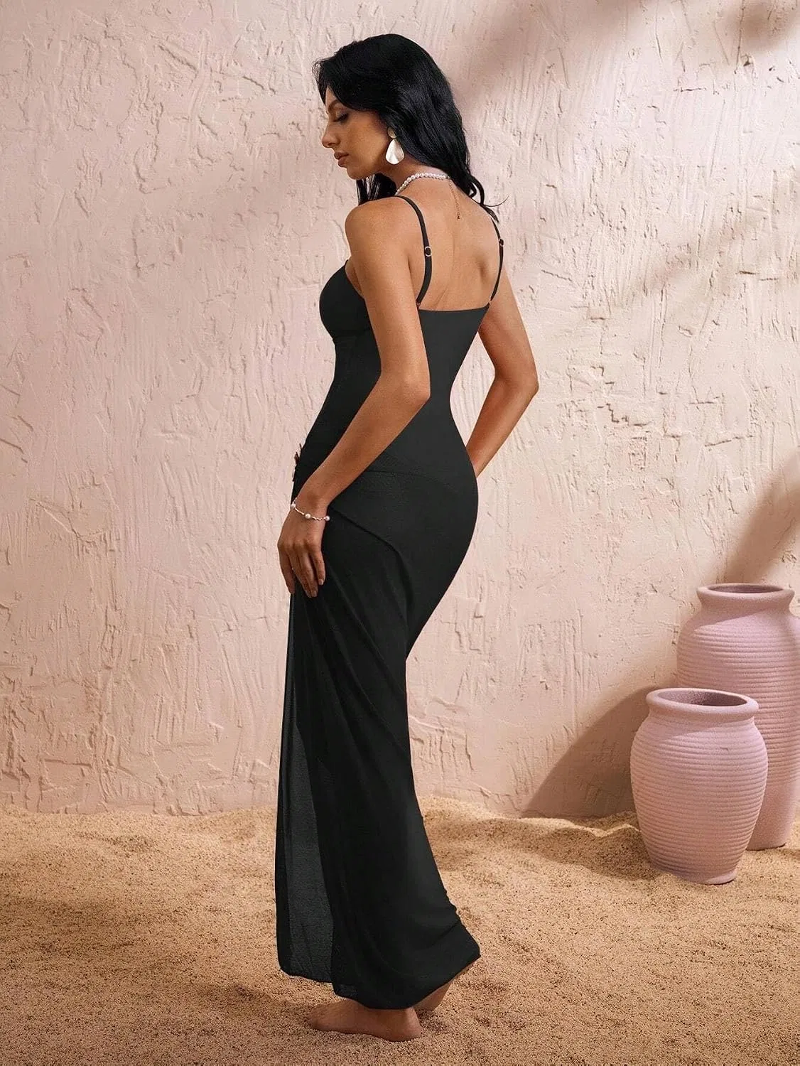 Женский монокини-бикини с высоким вырезом на бретелях-спагетти, 2-piece, Black — фото 4