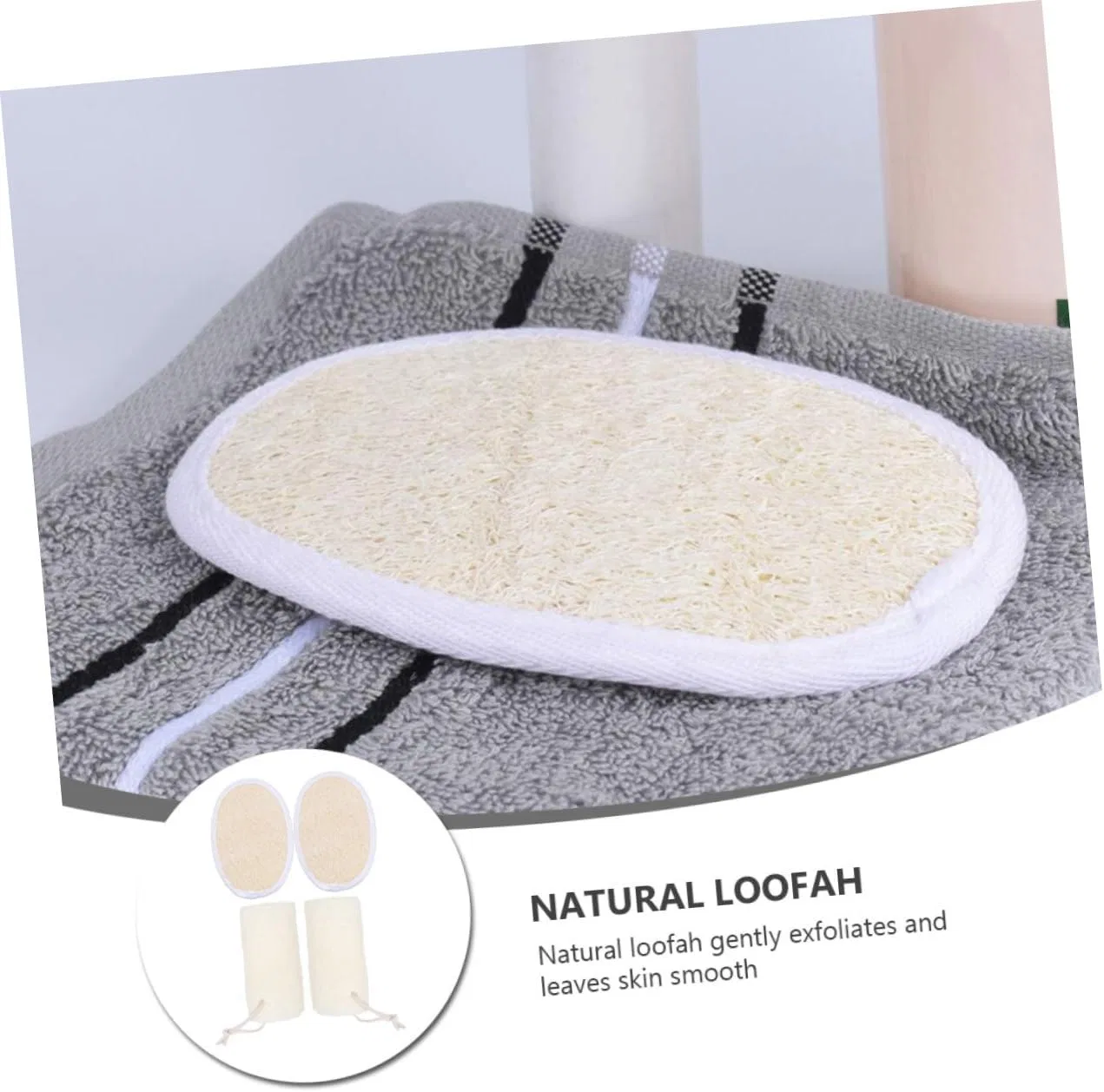 Набор мочалок для тела из люфы, Healeved, 8 шт, 15x11 см, Beige — фото 2
