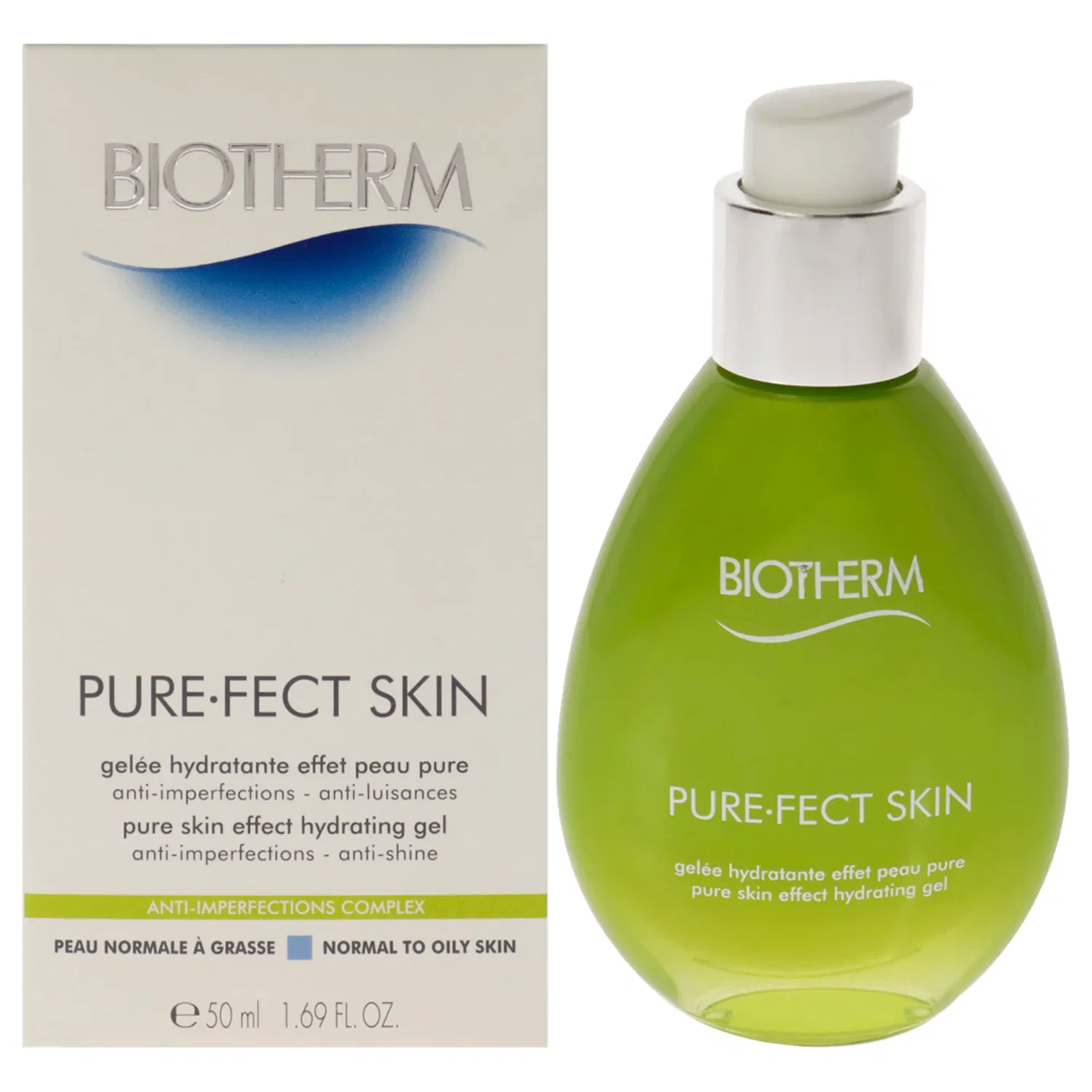 Увлажняющий гель для лица для нормальной и жирной кожи Pure-Fect Skin Pure Skin Effect Biotherm, Clear/Transparent