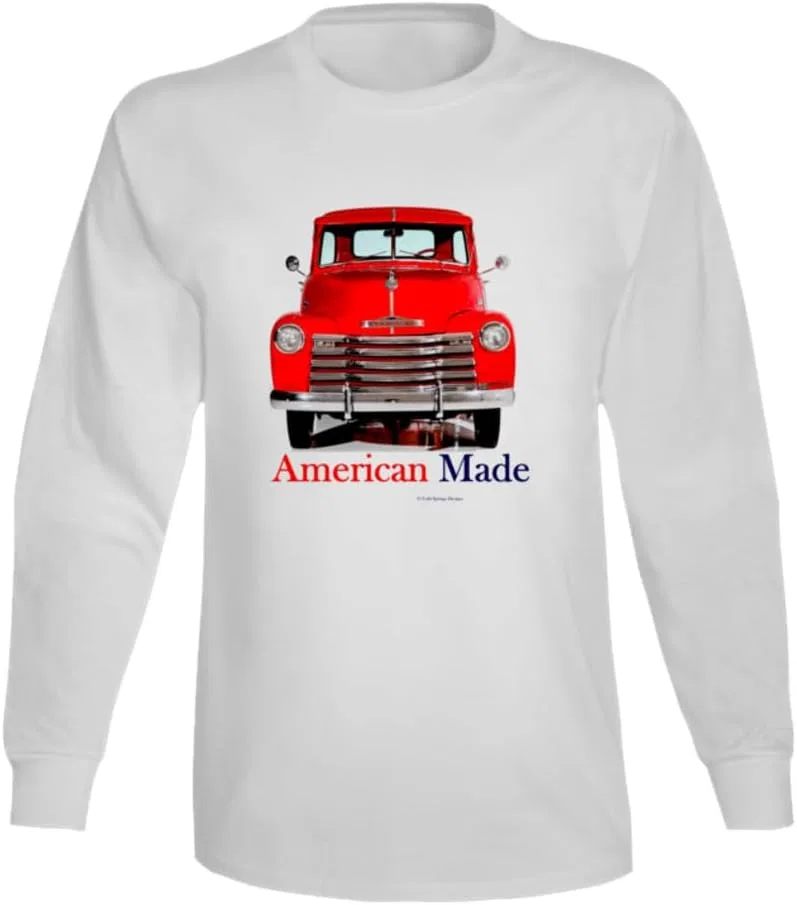 Мужская классическая длинная футболка с принтом Chevy Truck, White