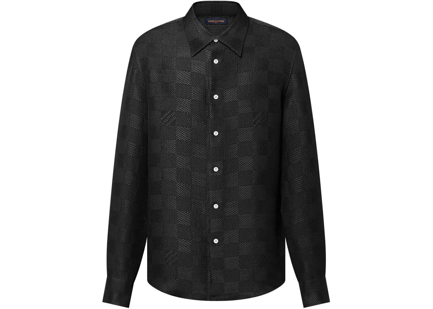 Мужская рубашка с длинным рукавом Jacquard Damier Louis Vuitton, Black