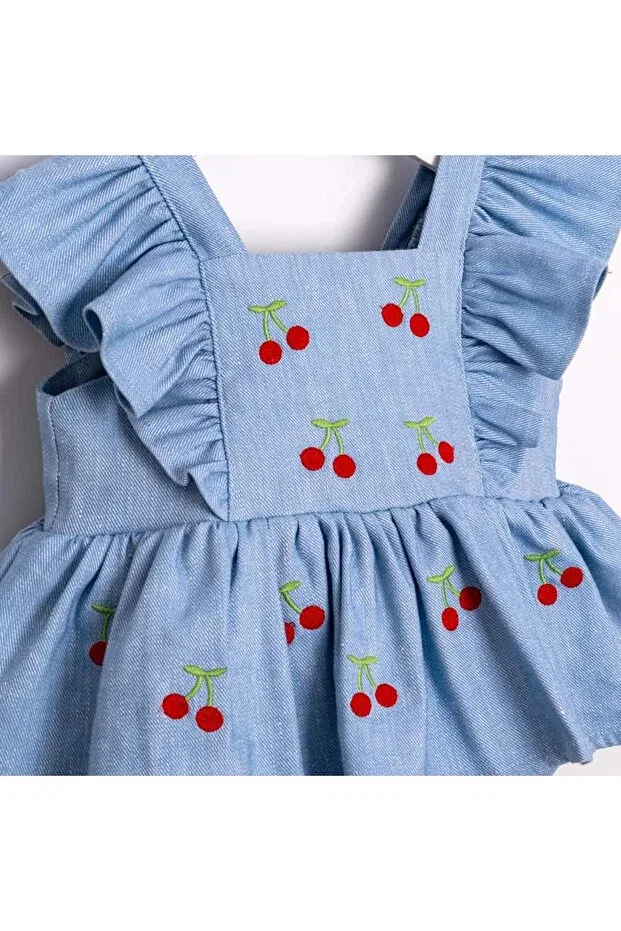 Детский комбинезон для девочек джинсовый с принтом Pitababy, Blue — фото 2