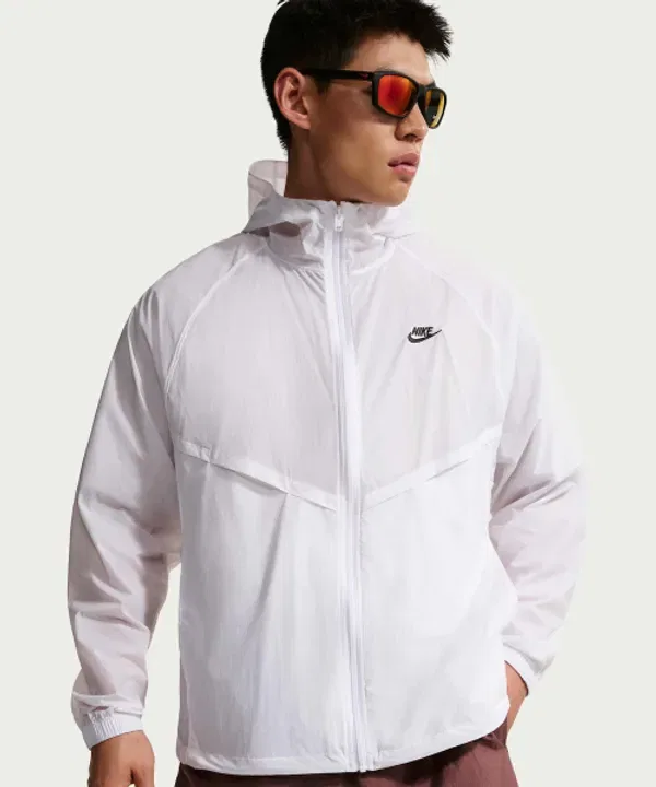 Ветровка тренировочная Windrunner Unlined Full Zip UV, Nike, белый-черный