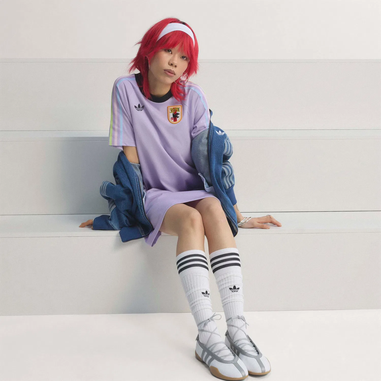 Спортивное платье Adidas Performance Japan пастельно-фиолетового цвета — фото 2