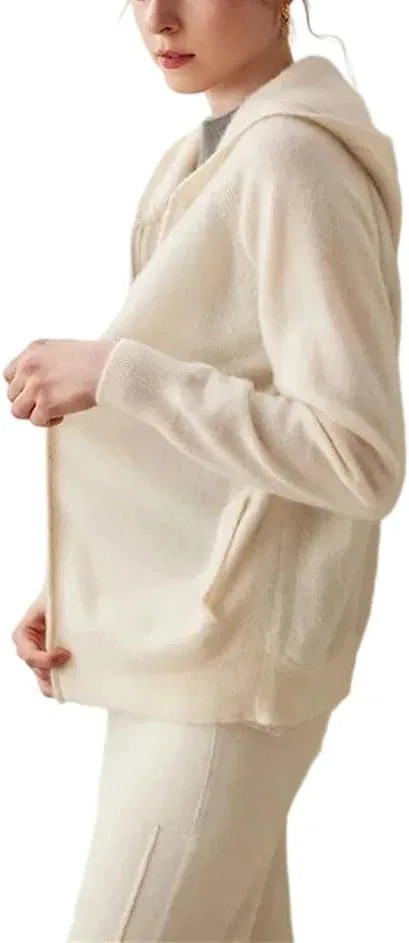Женский кардиган с капюшоном, свободный, с длинным рукавом, Soft Cloud White