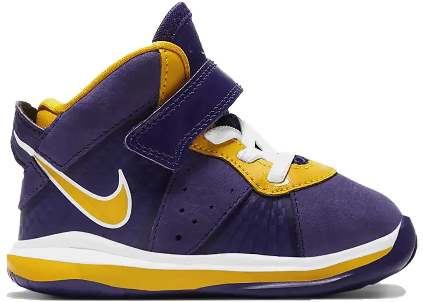 Детские кроссовки для мальчиков с длинным шнурком Nike LeBron 8, Purple/Yellow