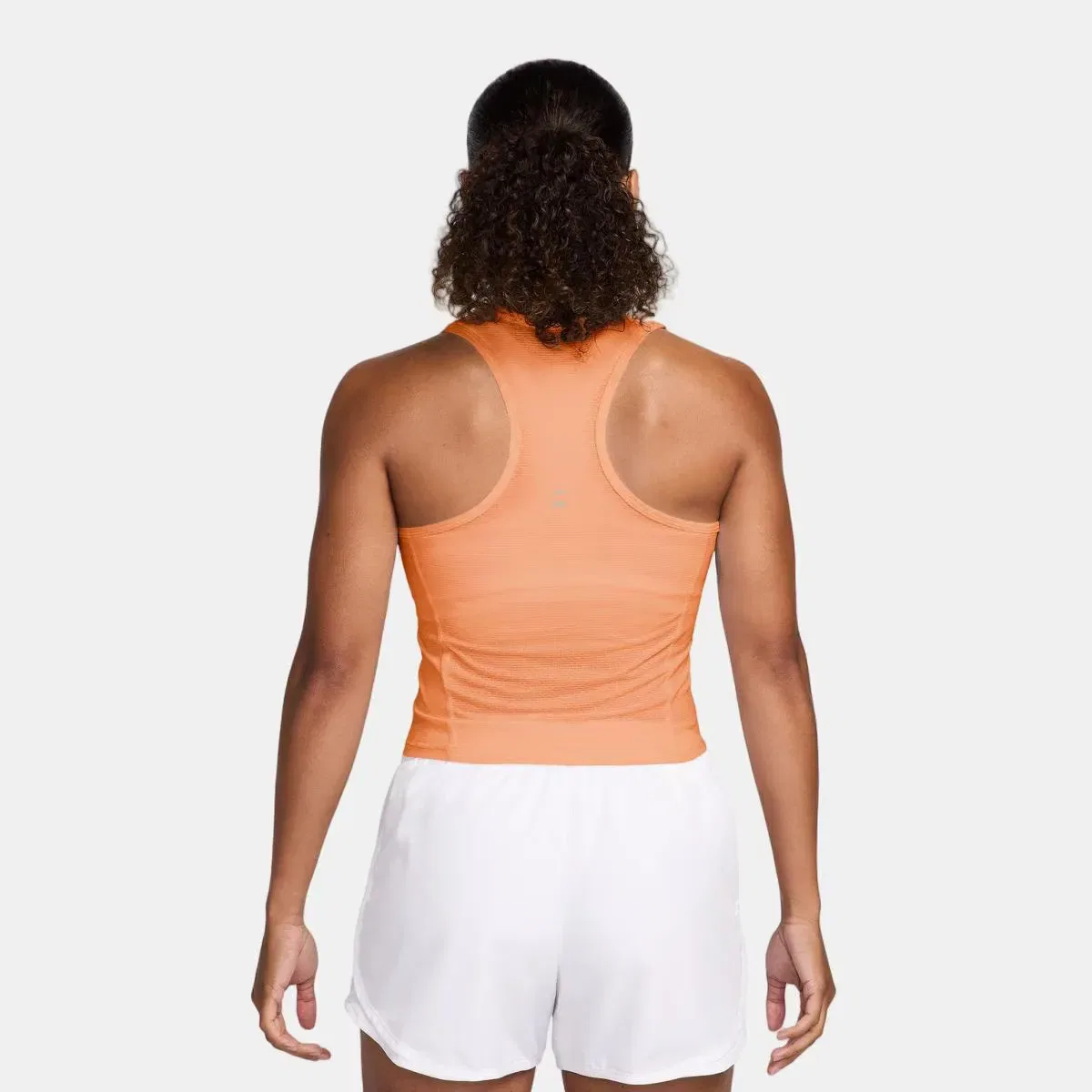 Женский топ с открытыми плечами Tempo DF Crop Mesh Tank Nike, Оранжевый — фото 2