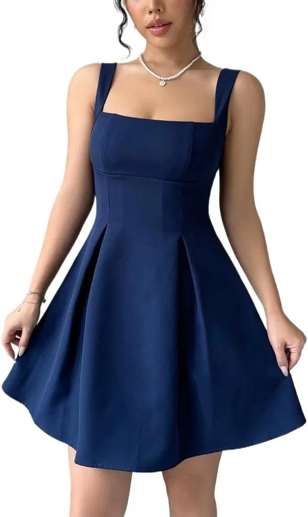 Женское A-силуэта мини-платье с заниженной талией, Navy Blue