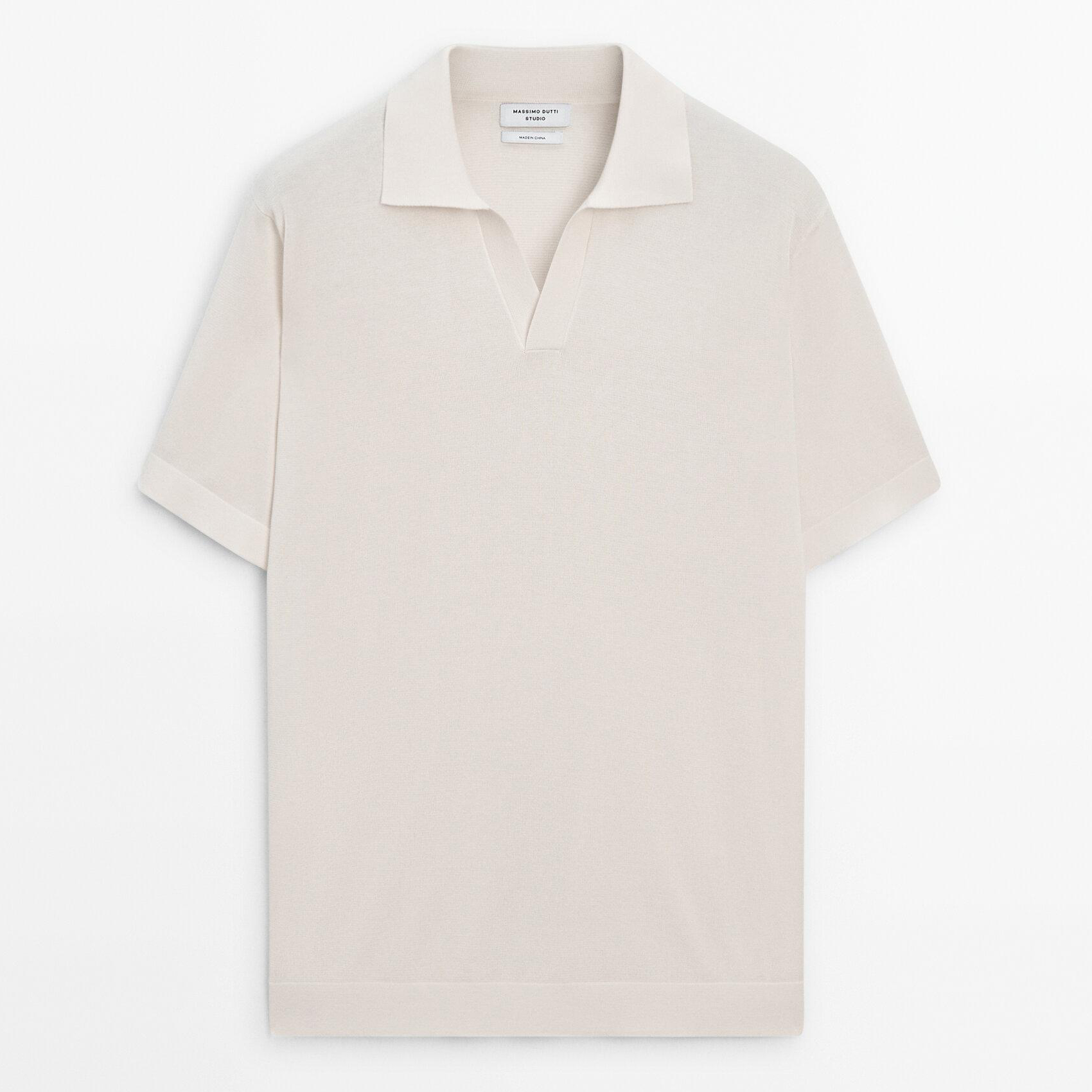 

Футболка-поло с коротким рукавом Massimo Dutti, кремовый, Бежевый, Футболка-поло с коротким рукавом Massimo Dutti, кремовый