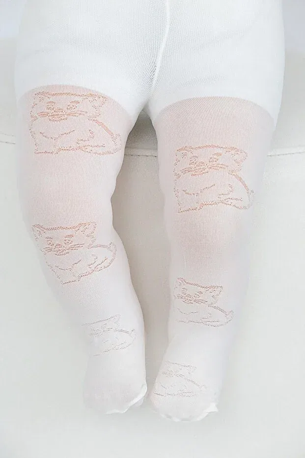 Детские колготки для новорожденных с узором Tekir baby micro baby pantyhose bone Daymod, White