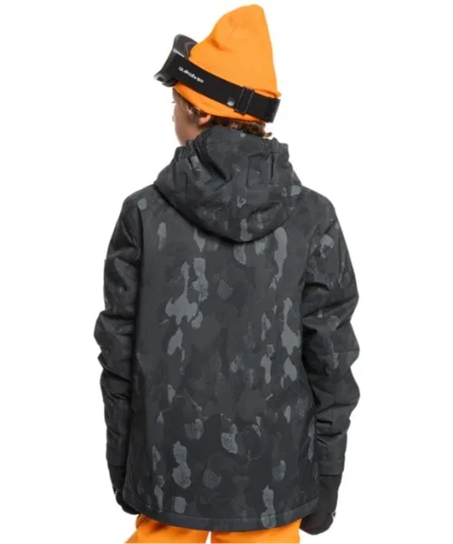 Детская куртка-пуховик с капюшоном Quiksilver Mission Printed Youth, Black — фото 3