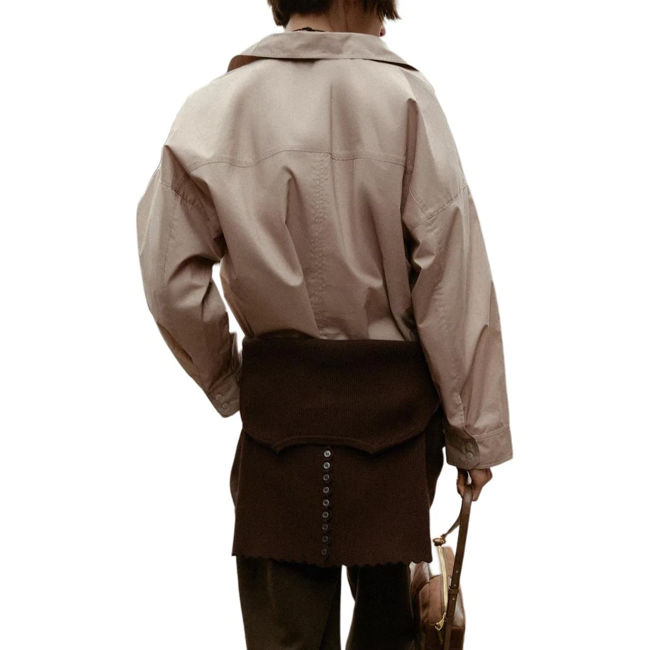 Женская рубашка с лацканами Beige ZARA, Бежевый — фото 4