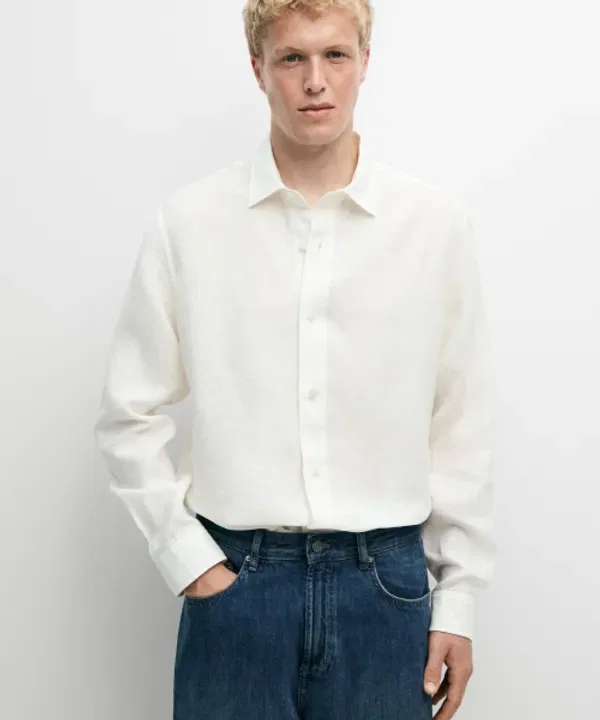 Рубашка из льна, регулярная, Massimo Dutti