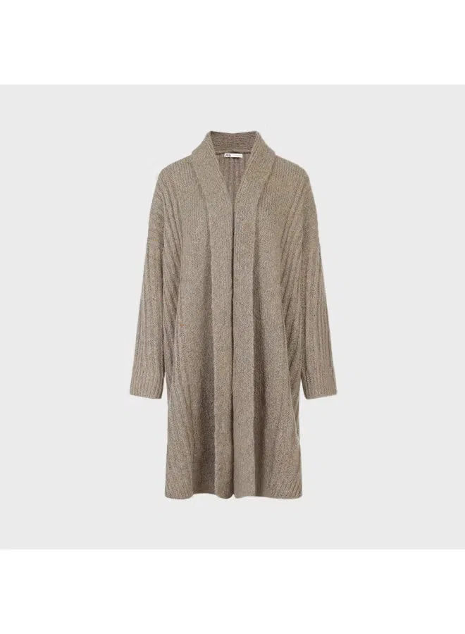 Кардиган свободный вязаный средней длины Zara, хаки — фото 2