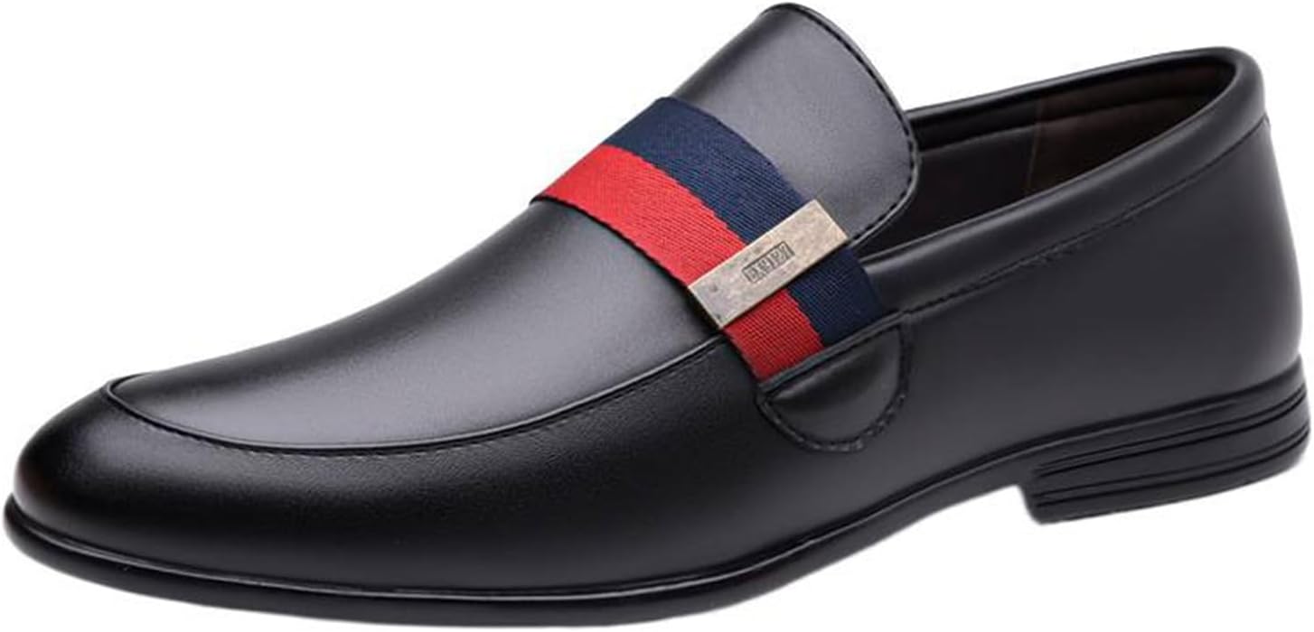 

Мужские лоферы Dacnakby из натуральной кожи, повседневные и классические пенни-лоферы черного цвета с красной и темно-синей полоской, для смокинга, делового и повседневного ношения, без застежки