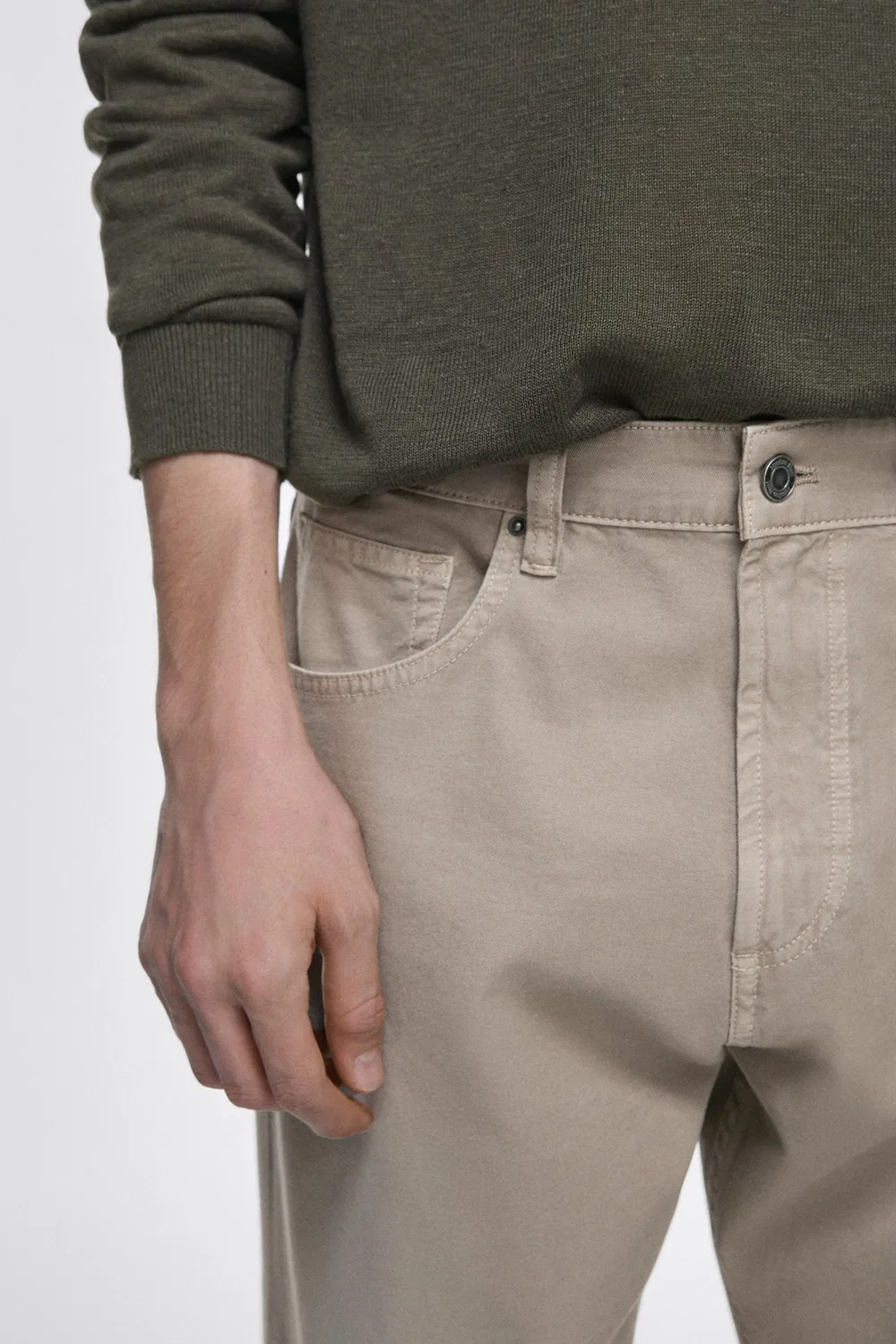 Джинсы свободного кроя Massimo Dutti, бледно-зеленый — фото 4