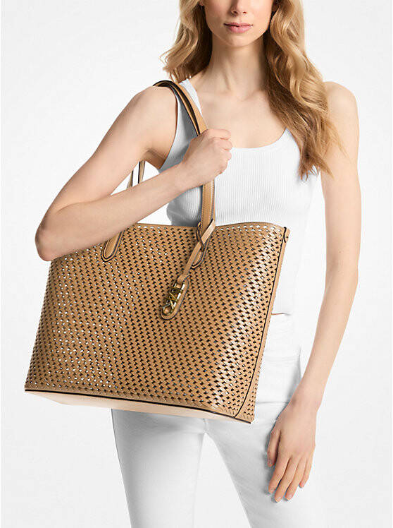 

Сумка Michael Kors Eliza Extra-Large Hand-Woven Leather Tote, светло-коричневый