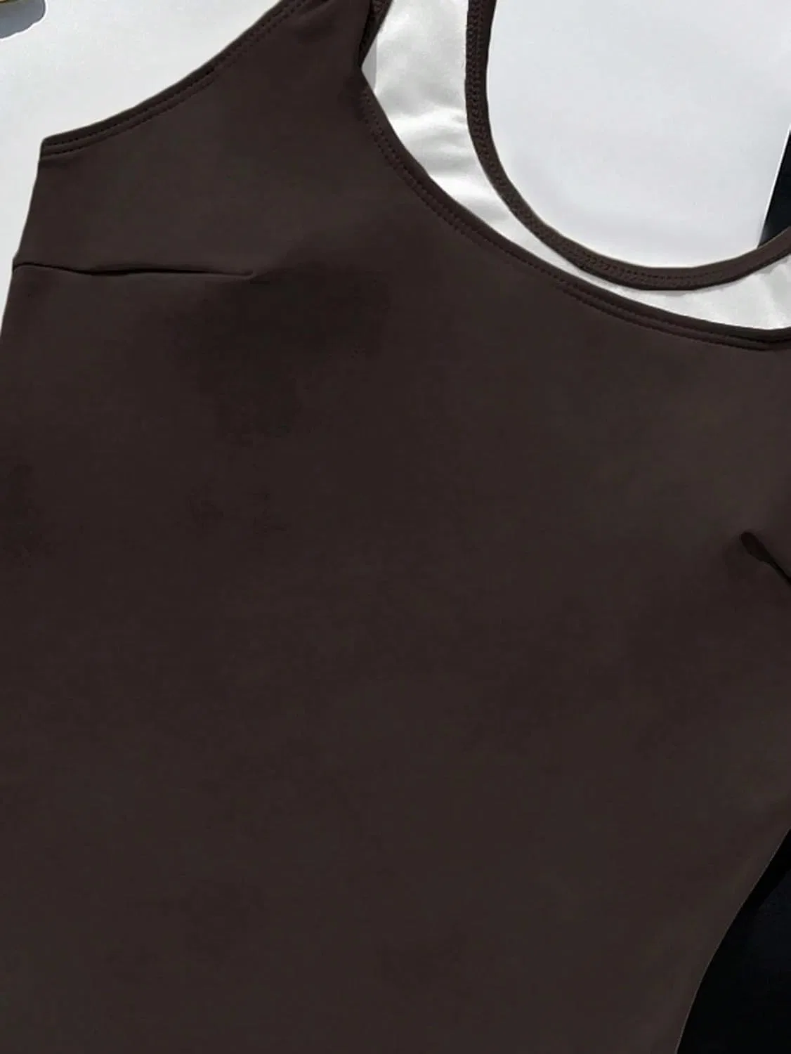 Женский цельный купальник с высокой талией и открытой спиной Generic, Coffee Brown — фото 3