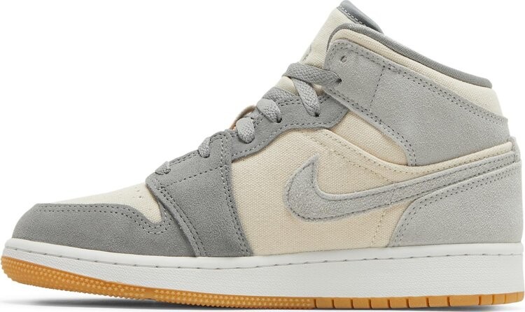 Кроссовки Air Jordan 1 Mid SE GS Coconut Milk Particle Grey, кремовый — фото 3