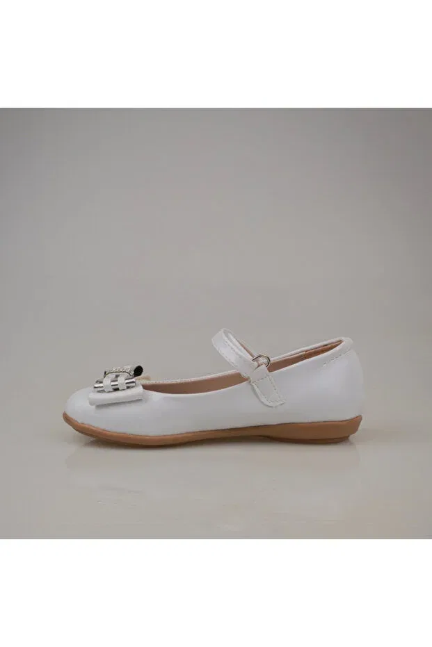 Детские балетки для девочек с блестящим бантом Trend Adımlar, White — фото 4