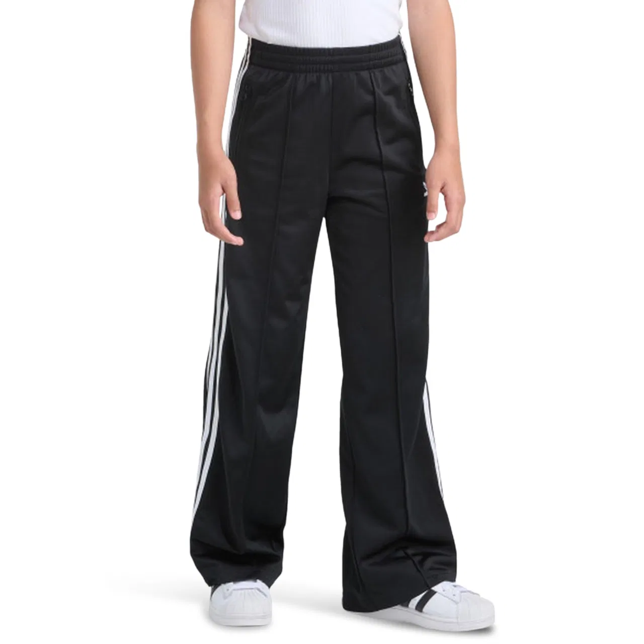 Брюки для девочек Wide Firebird Adidas, белый/черный
