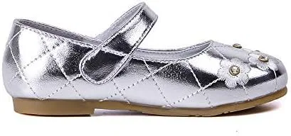 Детские балетки для девочек с принтом Flower Ballerina Flats Princess Dress Mary Jane Shoes Chiximaxu, Silver — фото 4