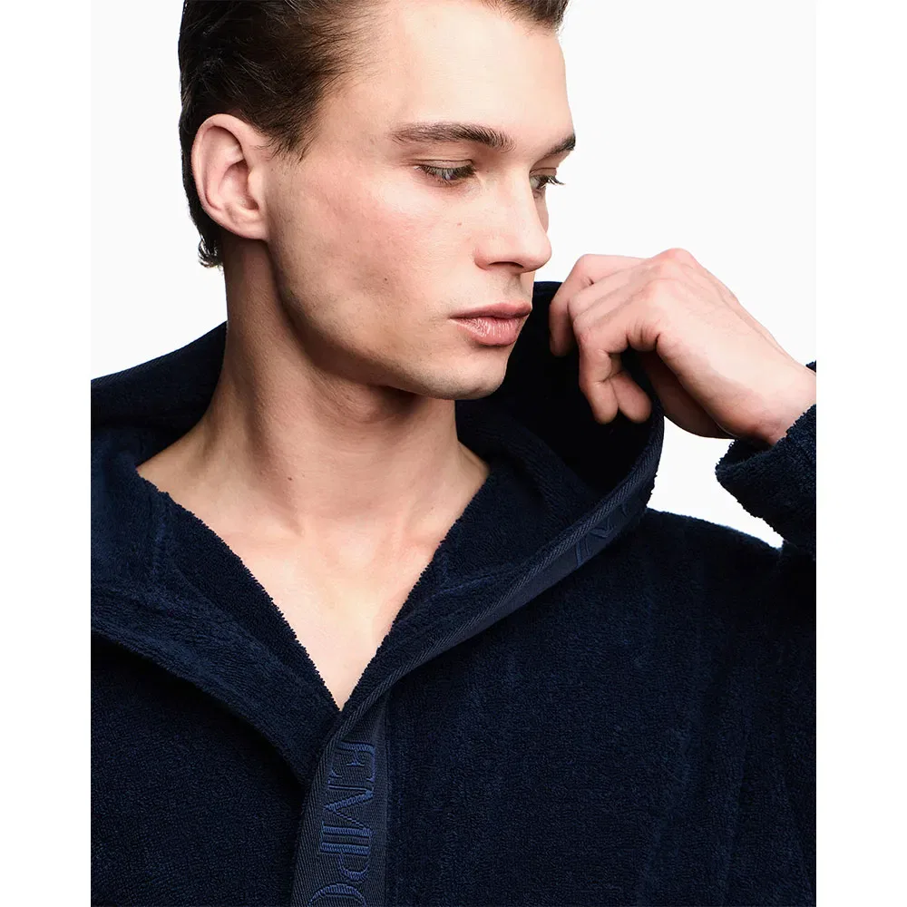 Халат махровый Sponge Emporio Armani, синий — фото 4