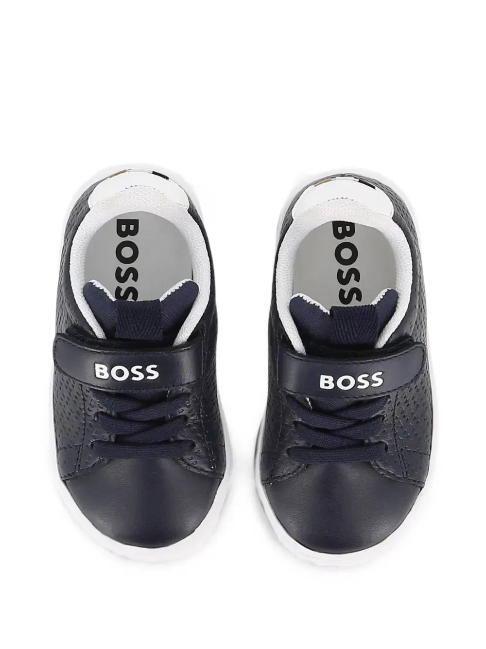 Кроссовки на липучках с тисненой монограммой Boss Kidswear, синий — фото 4