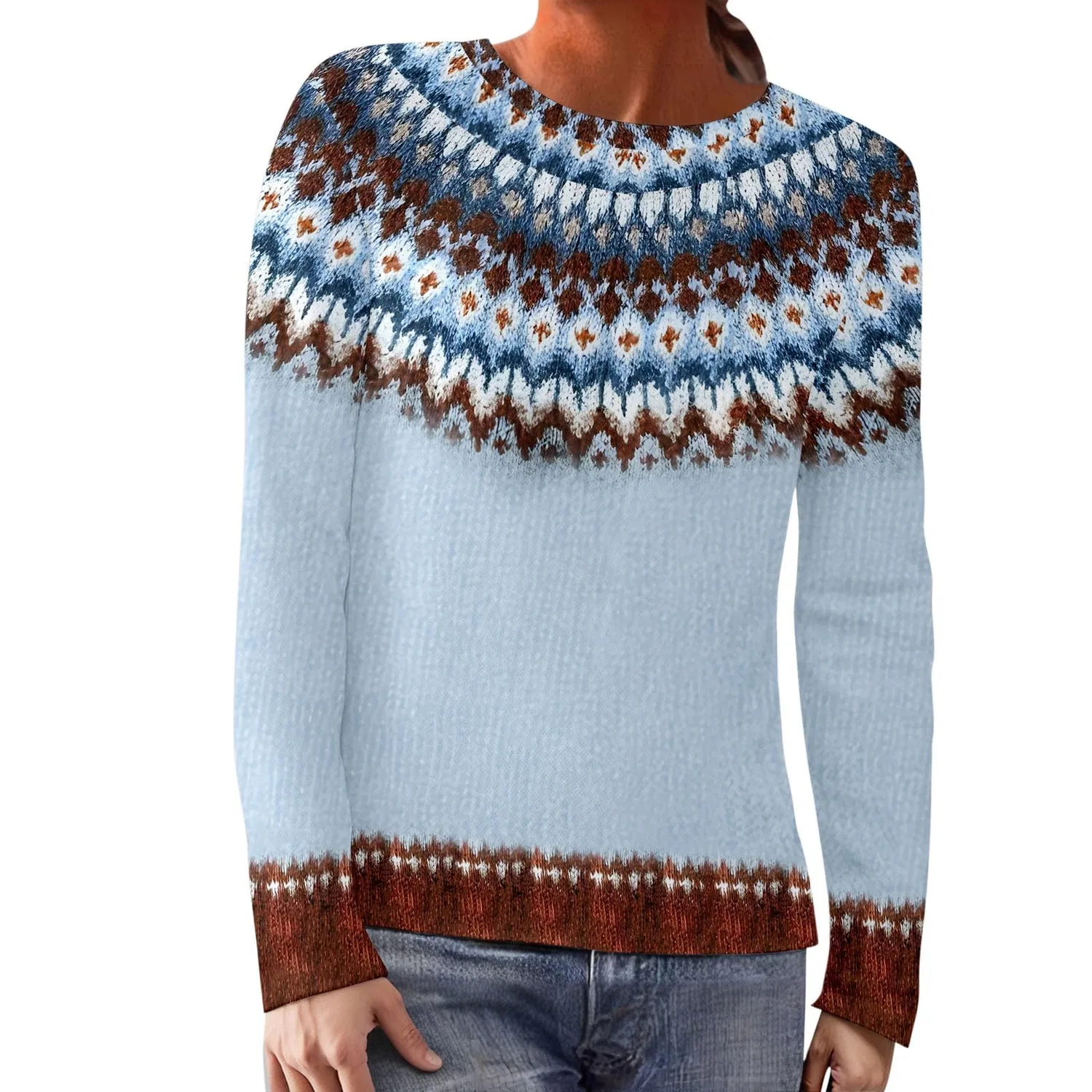Женский свитшот с принтом Mountain Women's Warm Elegant, F-light Blue