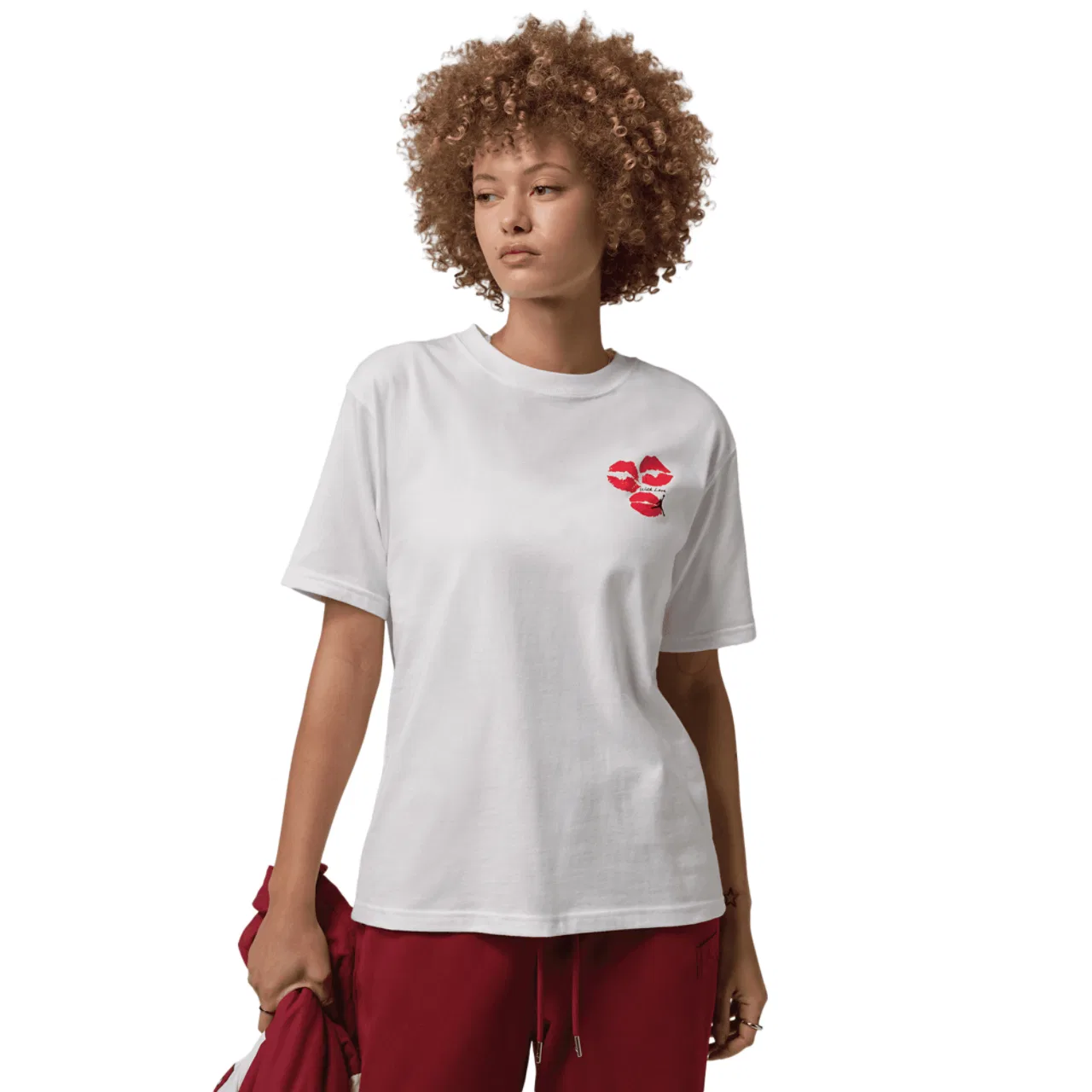 Футболка женская Jordan Flight Graphic KISS, цвет White/Red