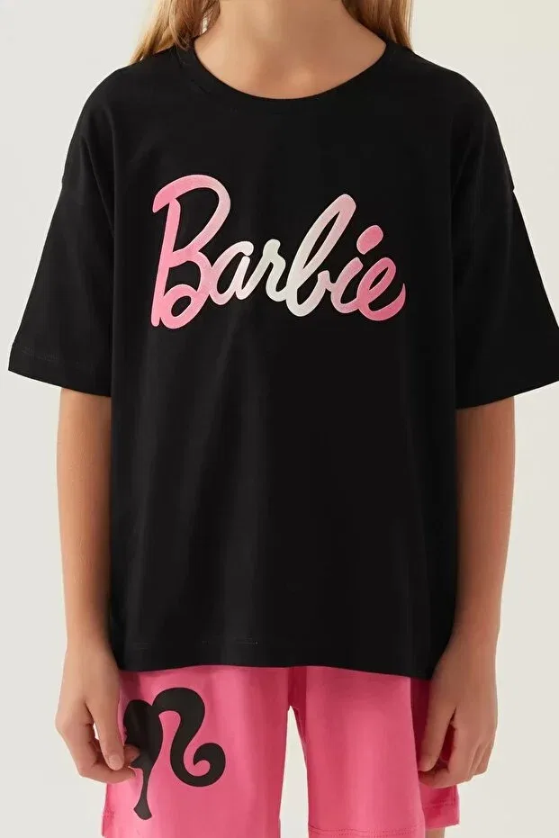 Детские шорты для девочек с принтом Barbie Girl Shorts Set U.S. Polo Assn., Cream — фото 4