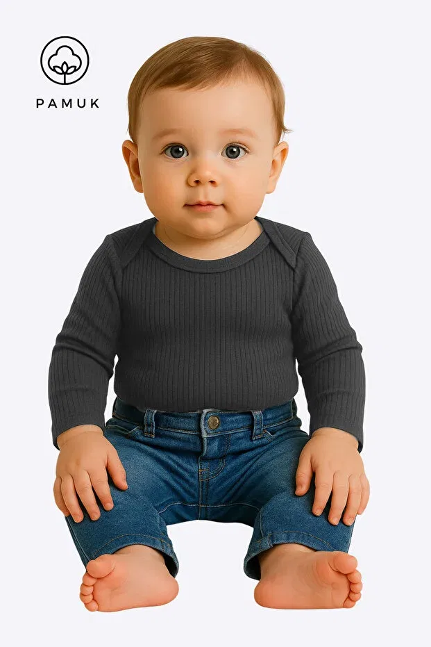 Детский комплект боди для девочек хлопковый Basics Hk Hopkids, Anthracite Gray — фото 2