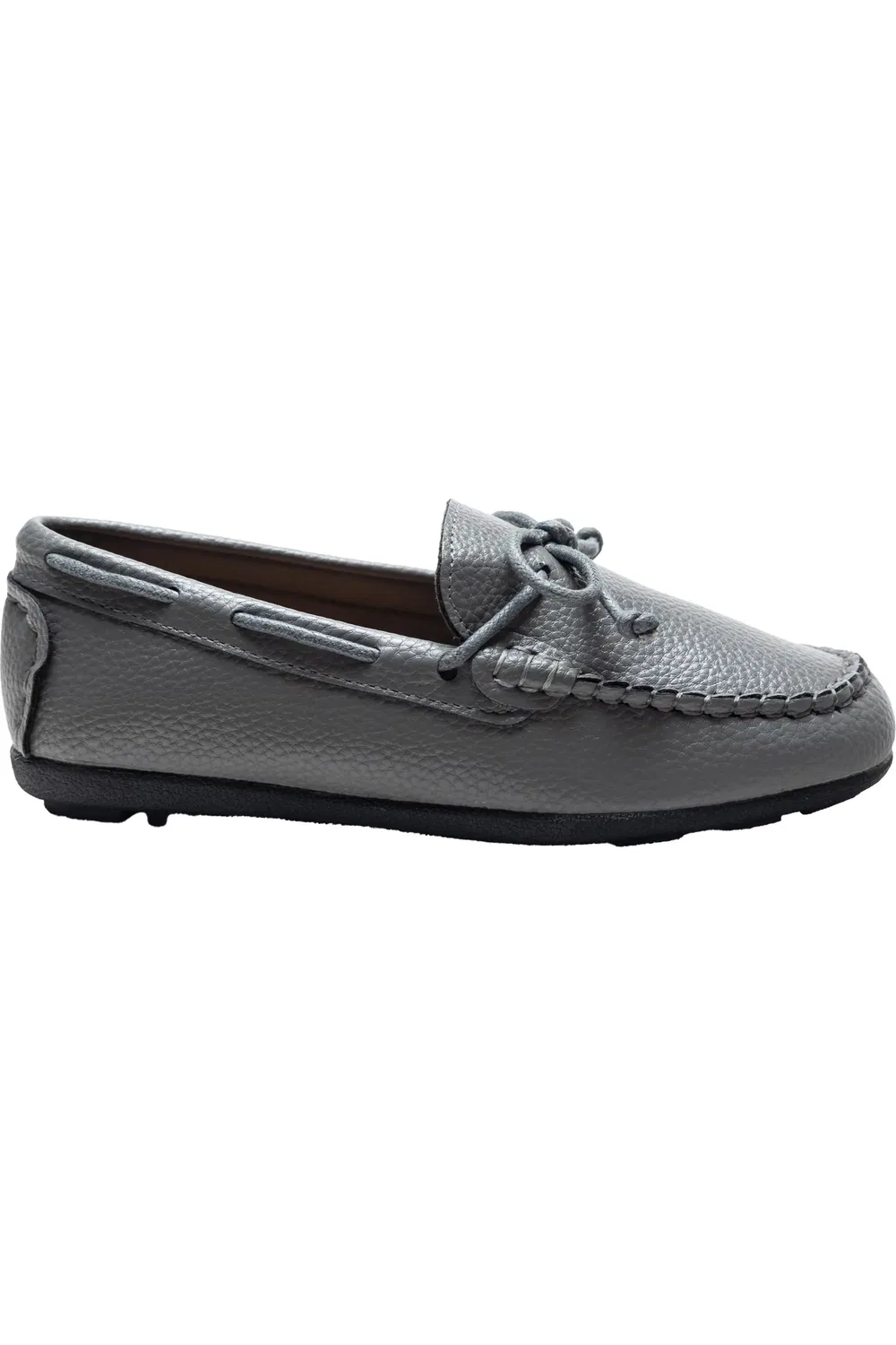 Детские туфли лоферы кожаные Moccasin MOUSTACHE, серый — фото 2