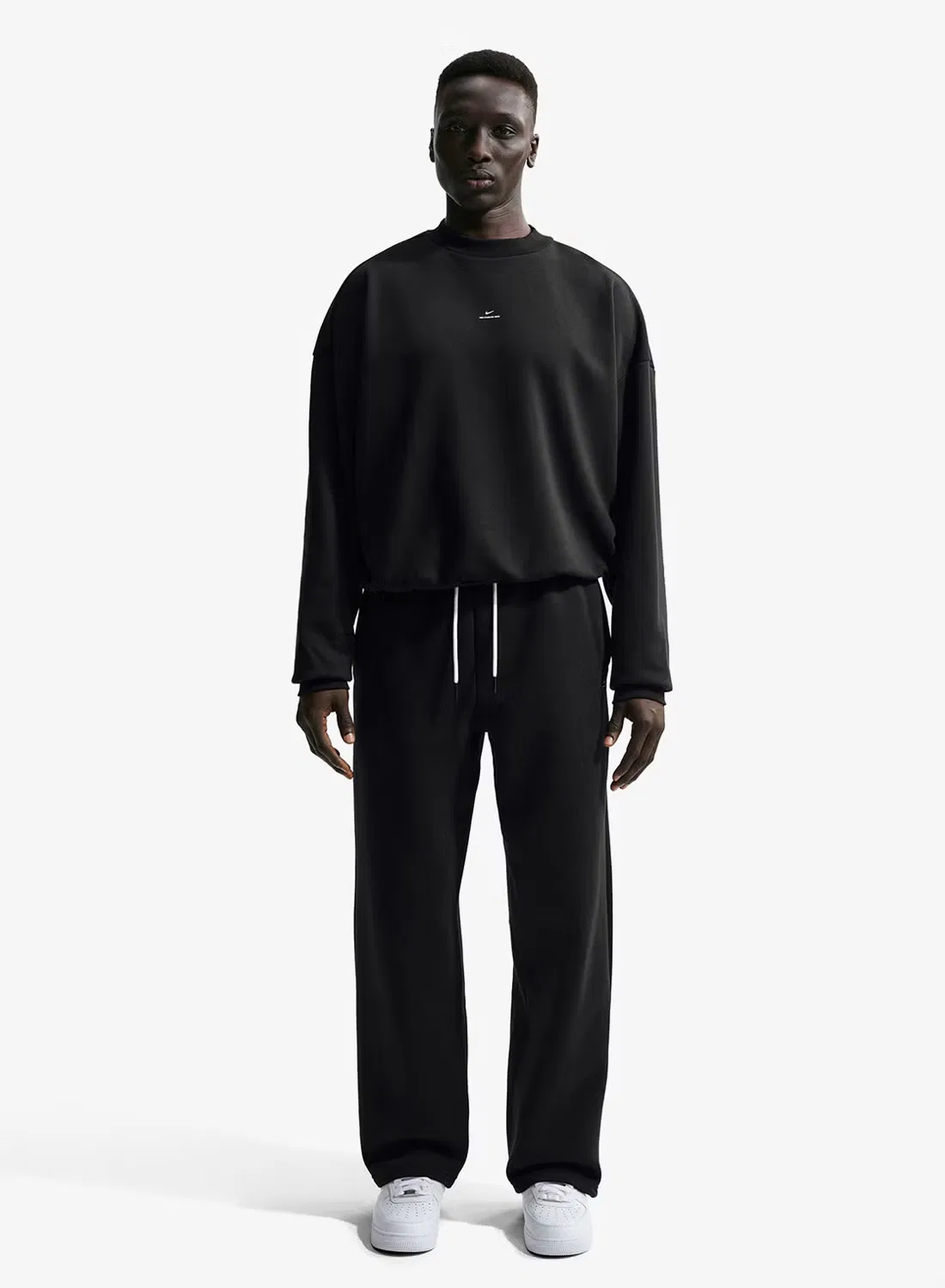 Свитшот с начесом, свободный крой, M nk tf si brsh crew, Nike, черный