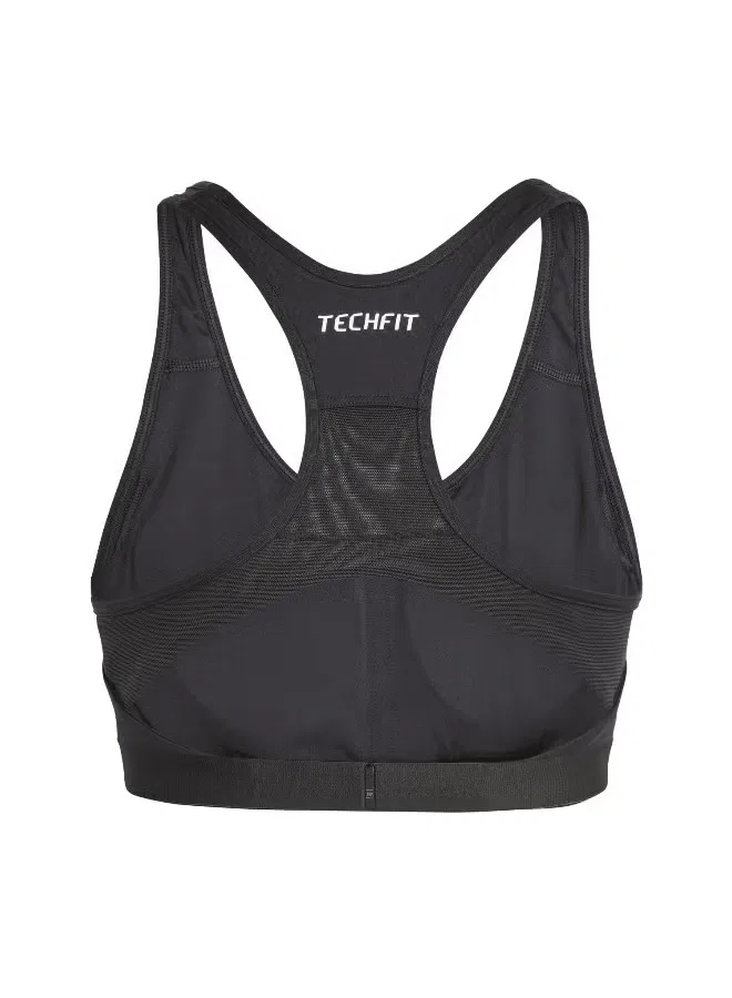 Бюстгальтер для тренировок со средней поддержкой Techfit Adidas, черный — фото 3