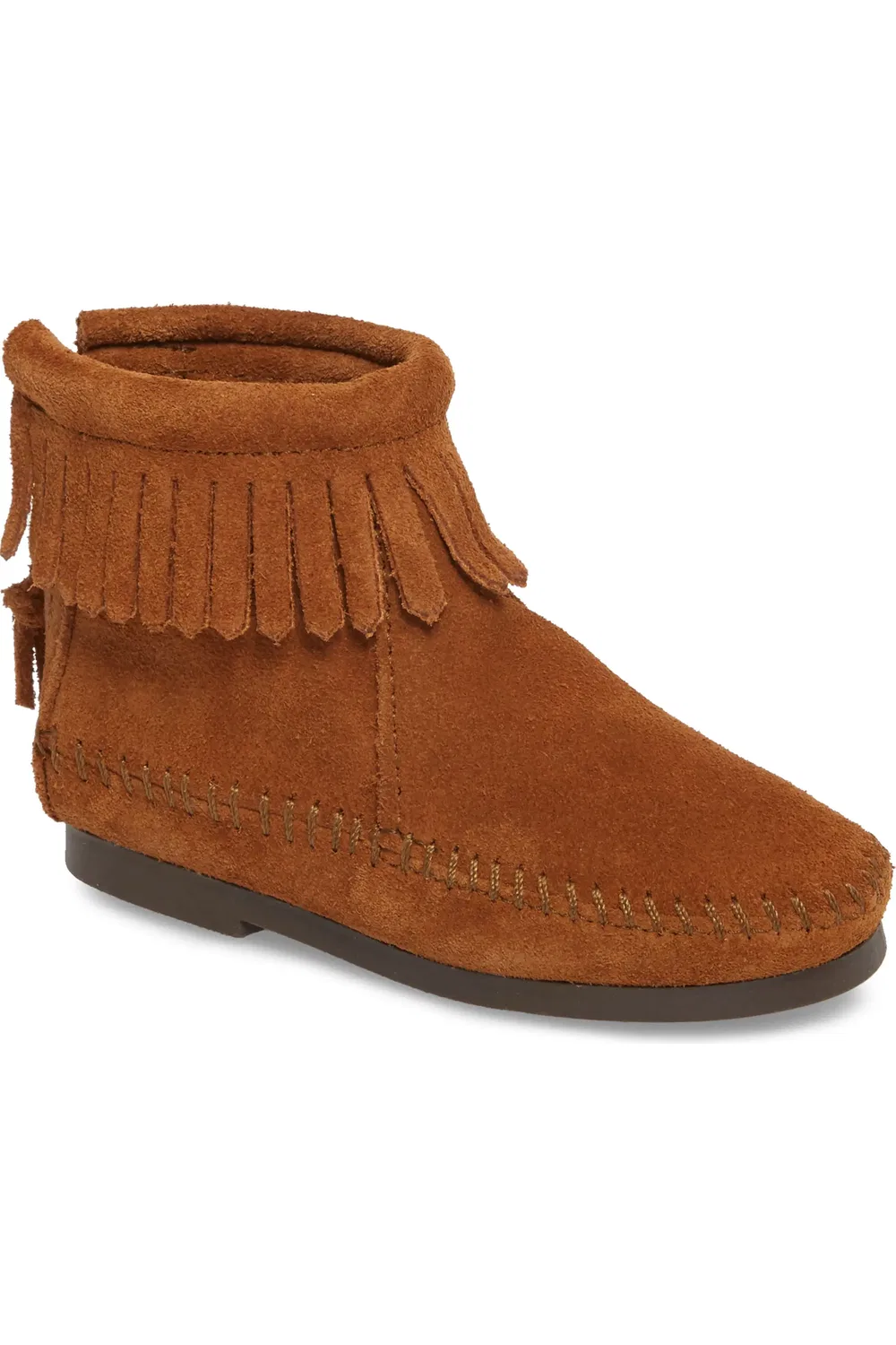 Детские ботинки с бахромой Back Zip Minnetonka, коричневый